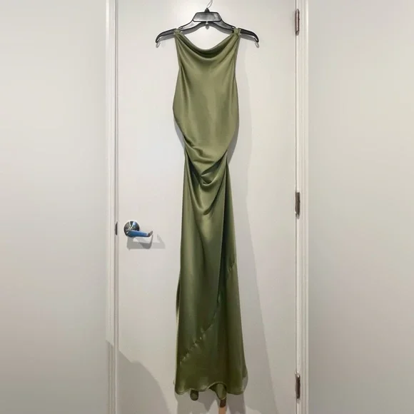 Reformation Casette Silk Dress, Artichoke 8, Occasion Wedding - Picture 7 of 9